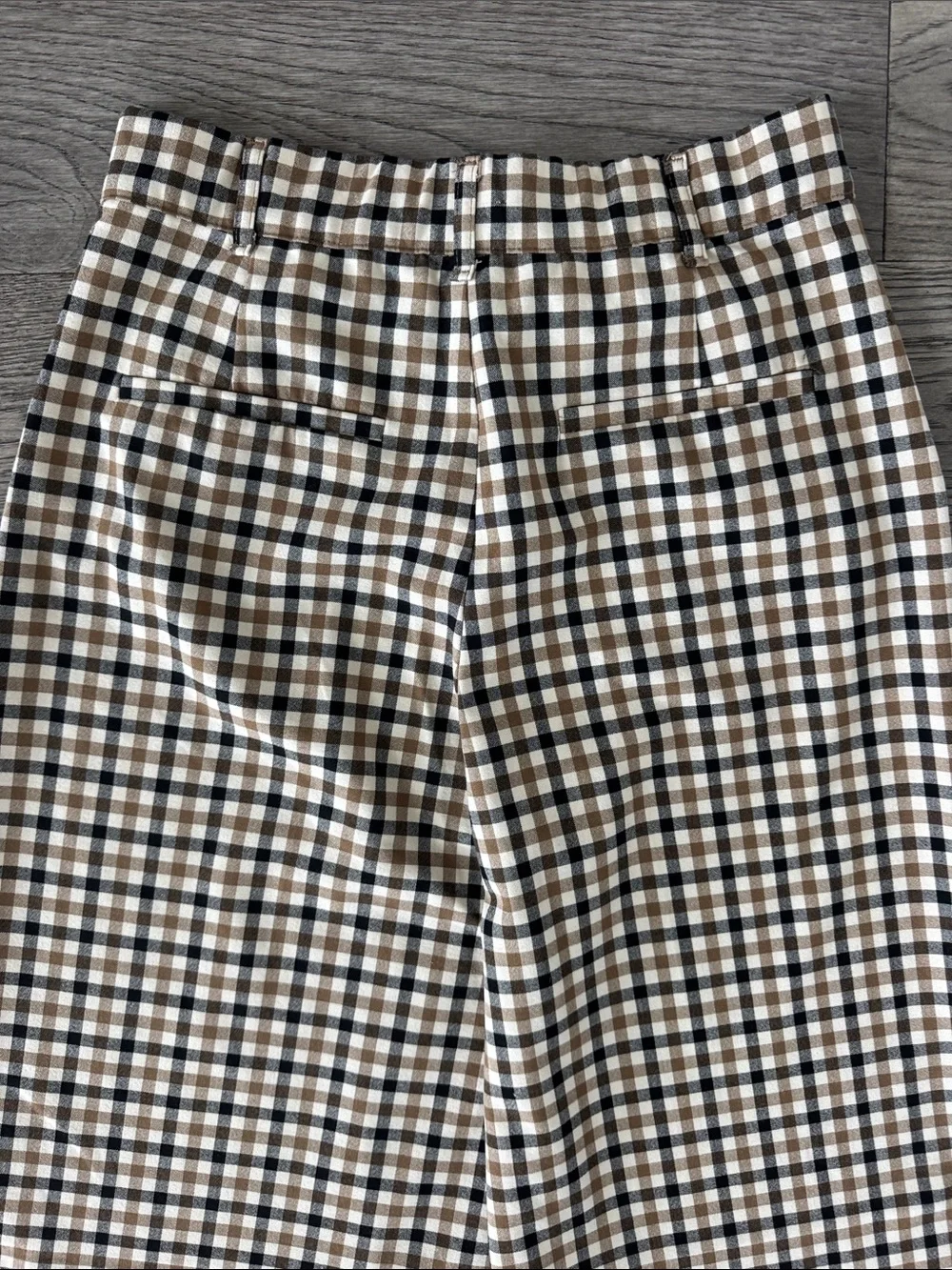 🌼Zara🌼 Tan & Black Checked Wide Leg Trousers, Size M